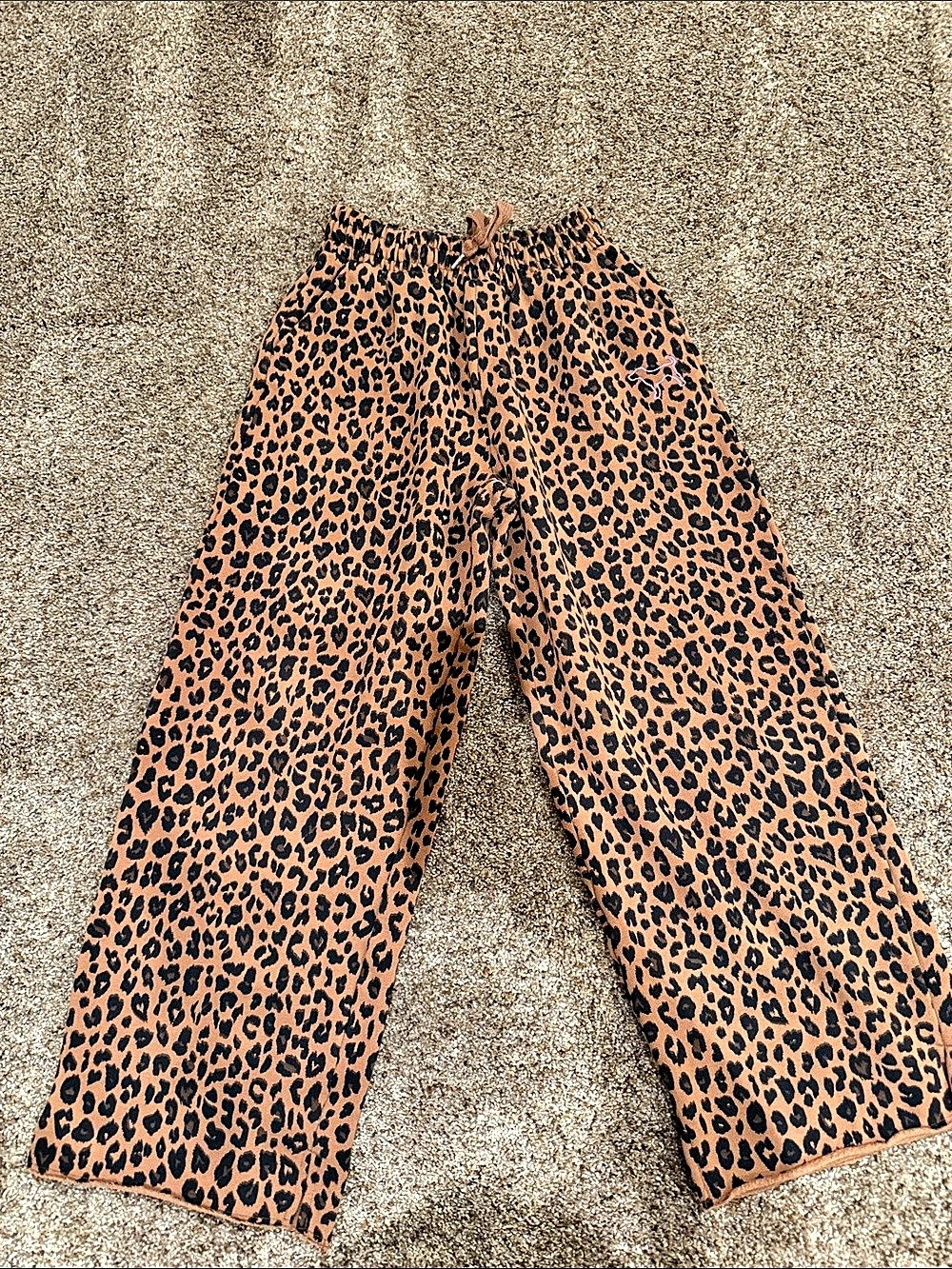 PINK Wide Leg Animal Print Pants in Brown & Black Size xs